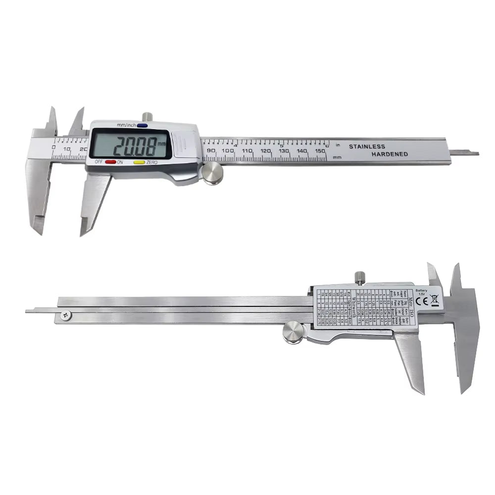 6 Inch 150Mm Digital Vernier Caliper Stainless Steel Micrometer Measuring Tool Depth Ruler Messschieber Paquimetro