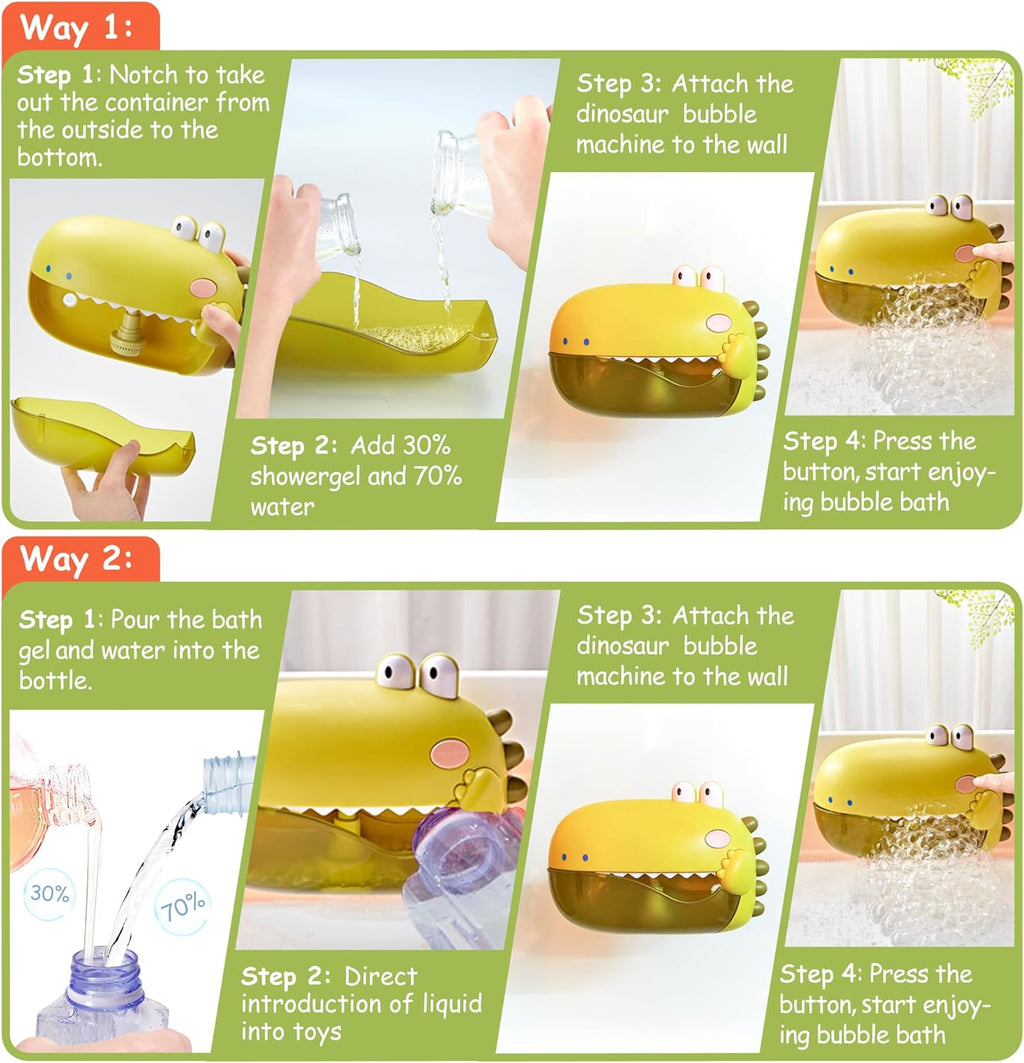 Dinosaur Bath Toys,Baby Bath Toys for the Baby Bathtub,Toddler Automatic Bubble Machine,Plays 12 Children’S Songs, Makes Great for Toddlers Age 2 3 Year Old Girl Boy