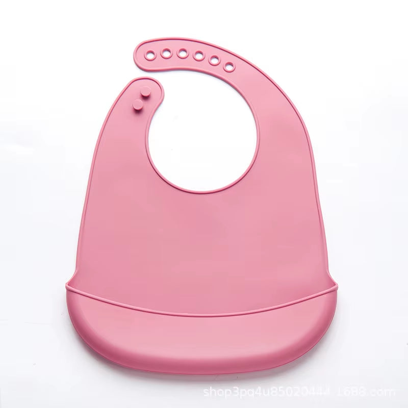 Baby Silicone Bibs Babies Waterproof Bib Solid Color 6-Speed Adjustment Saliva Pocket Children'S Burp Cloths Accessories Newborn