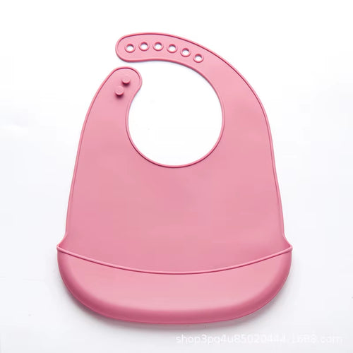 Baby Silicone Bibs Babies Waterproof Bib Solid Color 6-Speed Adjustment Saliva Pocket Children'S Burp Cloths Accessories Newborn