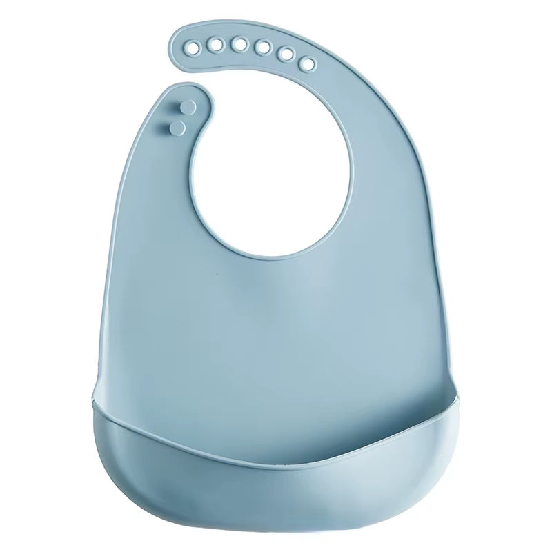 Baby Silicone Bibs Babies Waterproof Bib Solid Color 6-Speed Adjustment Saliva Pocket Children'S Burp Cloths Accessories Newborn