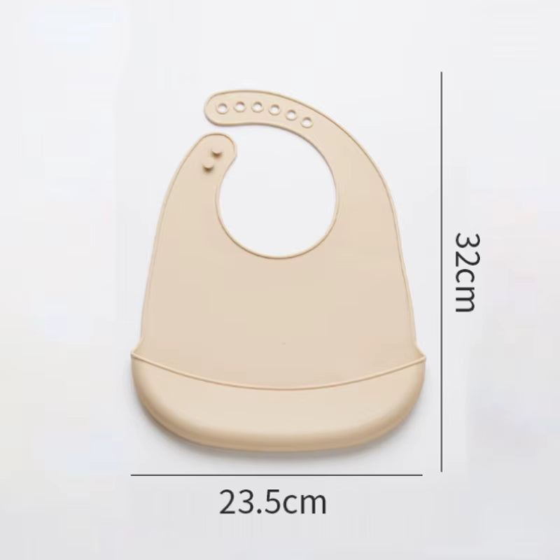 Baby Silicone Bibs Babies Waterproof Bib Solid Color 6-Speed Adjustment Saliva Pocket Children'S Burp Cloths Accessories Newborn